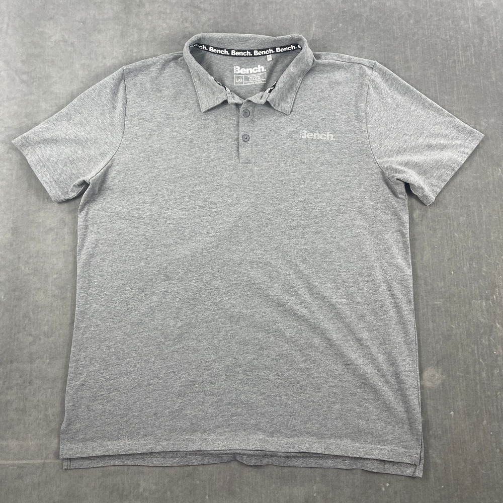 Bench Mens Large Gray Polo Shirt Logo‎ Short Sleeve